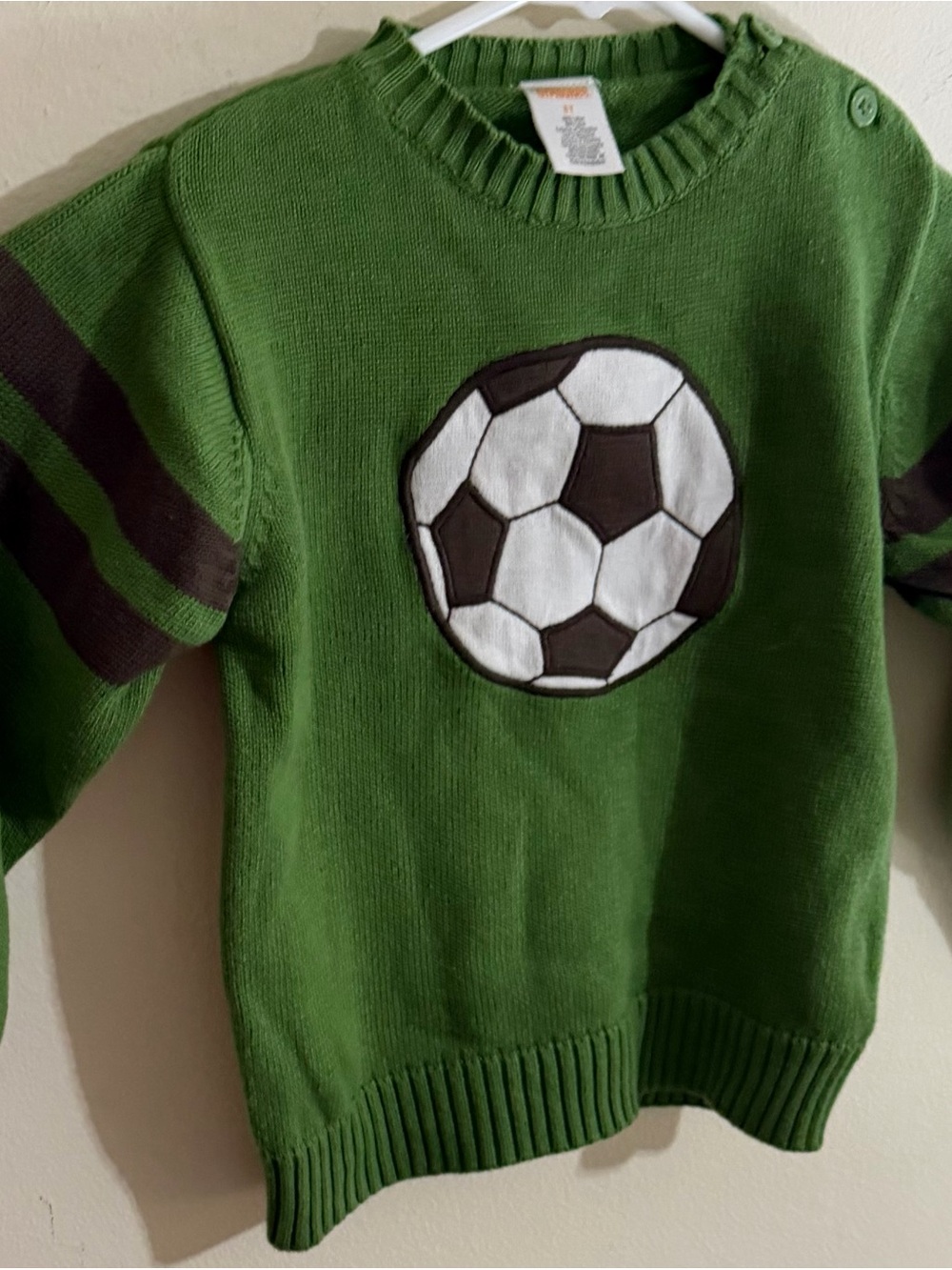 Gymboree Size 3t Green Soccer Appliqué Knit Pullover